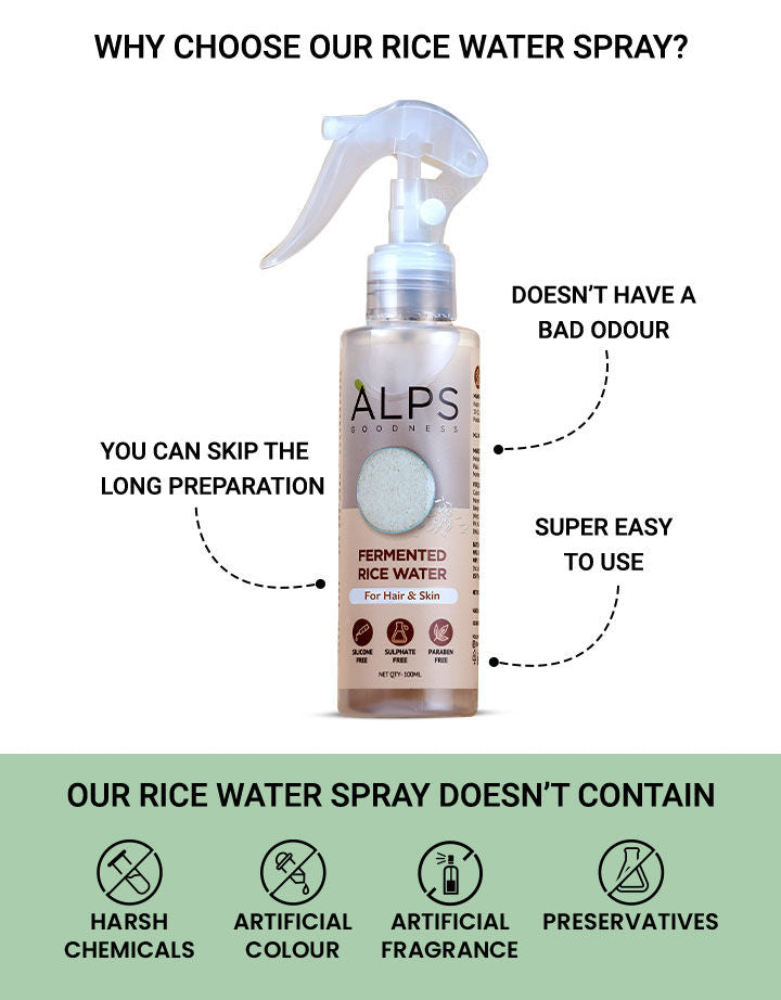 Alps Goodness Fermented Rice Water – Hair & Face Replenishing Keratin Elixir – 100 ml