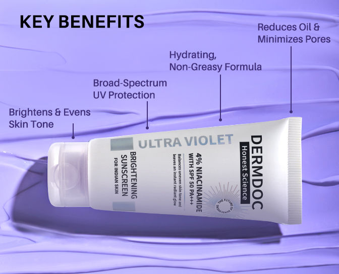 DERMDOC 4% Niacinamide with SPF 50 PA +++ Brightening Sunscreen – 50 gm