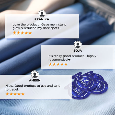 DERMDOC 10% Vitamin C Face Serum Glow Pods (Pack of 20 * 0.5 ml Each) (10 ml) | Potent Face Serum Sachets | Travel-Friendly | Brightening | Fights Dark Spots, Pigmentation & Dull Skin | Serum For Acne