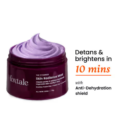 Foxtale Skin Radiance Mask – Ubtan & Clay Mask with Lactic Acid, Brazilian Purple Clay & Kaolin Clay – 75 gm