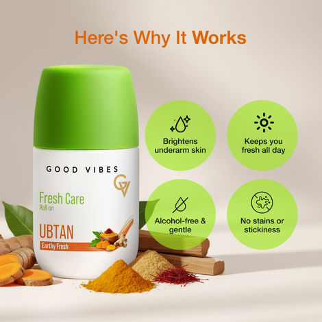 Good Vibes Fresh Care Ubtan Underarm Roll-On – Earthy Fresh, 50 ml