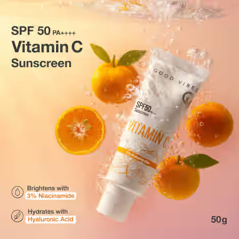 Good Vibes Vitamin C Daily Brightening Glow Sunscreen SPF 50 PA+++ – 50 gm