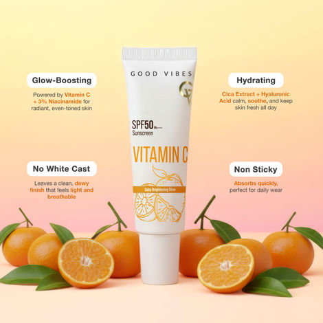 Good Vibes Vitamin C Daily Brightening Glow Sunscreen SPF 50 PA+++ – 50 gm