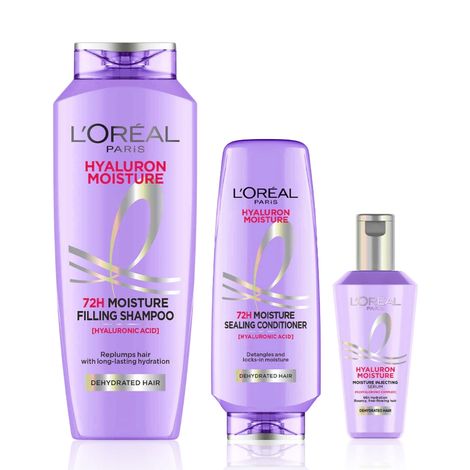 L’Oréal Paris Hyaluron Power Trio – Hydrating Hair Care Combo (Shampoo 340 ml, Conditioner 180 ml & Hair Serum 80 ml)