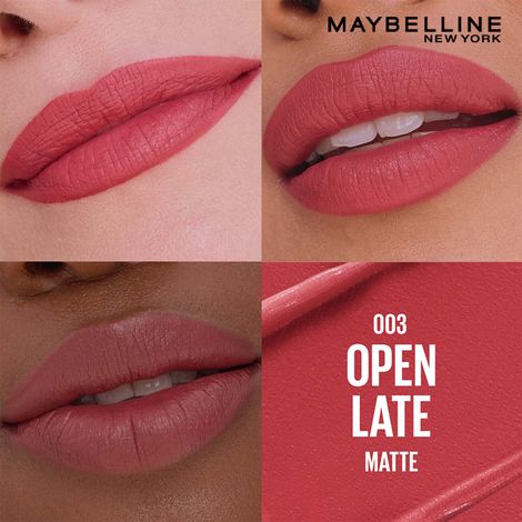 Maybelline New York Serum Lipstick Matte – 8HR Weightless Hydration, Bold Color (Pink 003 – Open Late) – 4.5 gm
