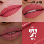 Maybelline New York Serum Lipstick Matte – 8HR Weightless Hydration, Bold Color (Pink 003 – Open Late) – 4.5 gm