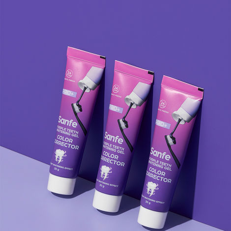 Sanfe Purple Teeth Whitening Gel – Instant Stain Removal & Brightening, 30 gm