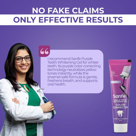 Sanfe Purple Teeth Whitening Gel – Instant Stain Removal & Brightening, 30 gm