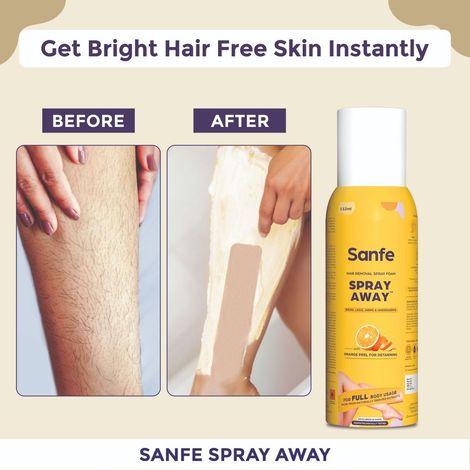 Sanfe Spray Away Hair Removal Spray – Full Body Use (Bikini, Legs, Arms & Underarm), 100 ml
